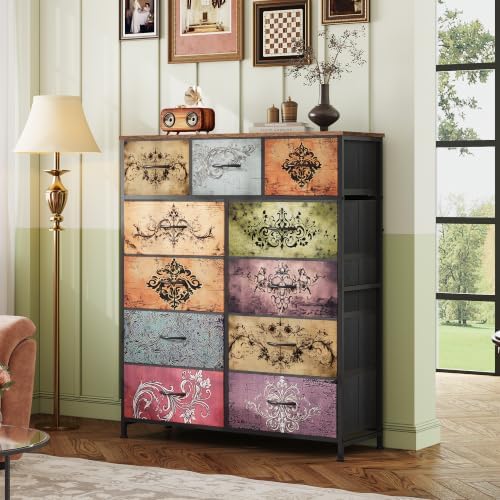 WLIVE Tall Dresser for Bedroom, 11 Drawer Chest of Drawers, Pattern