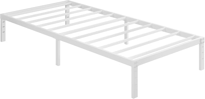 Cieemine 12 Inch Twin Bed Frames, Heavy Duty Metal Twin Platform Bed Frame, No Box Spring Needed, Easy Assembly, Noise-Free, White
