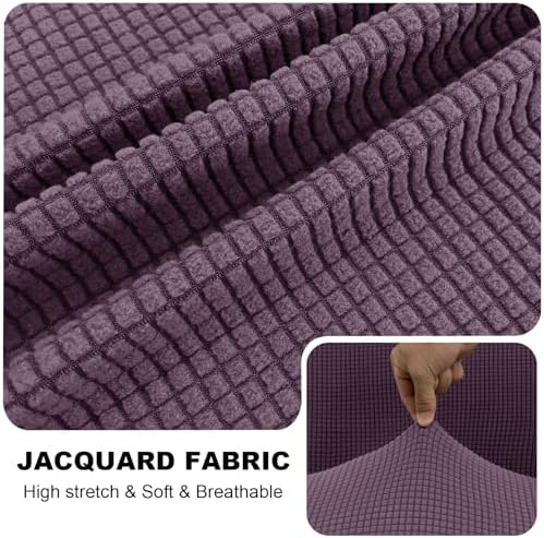 UNBBRRL Seat Cushion Cover and Back Covers for Corner Sofa Stretch Jacquard, Non Slip L Shaped Sofa Slipcover with Storage Ottoman, Sectional Couch Cover for Chaise Lounge (Purple,16 x 30 x 6”)
