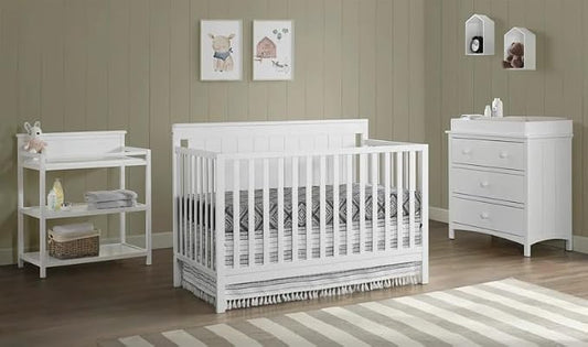 Oxford Baby Lazio 4-in-1 Convertible Baby Crib, Snow White, GreenGuard Gold Certified
