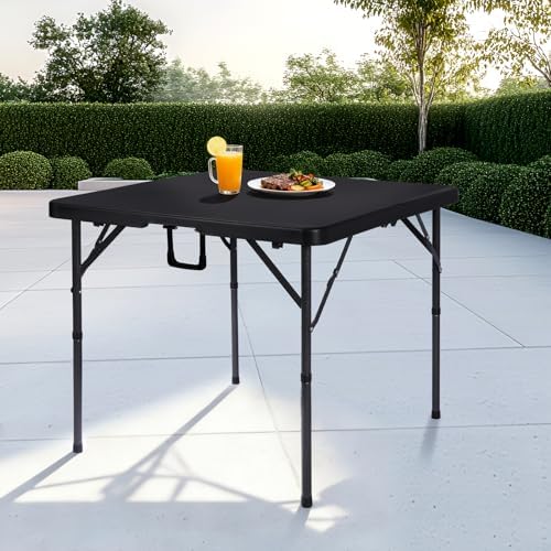 34" Folding Card Table Square Portable with Detachable Legs Black