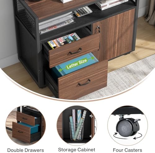 Tribesigns 63" Executive Desk with Drawer Cabinet Set , Dark Brown