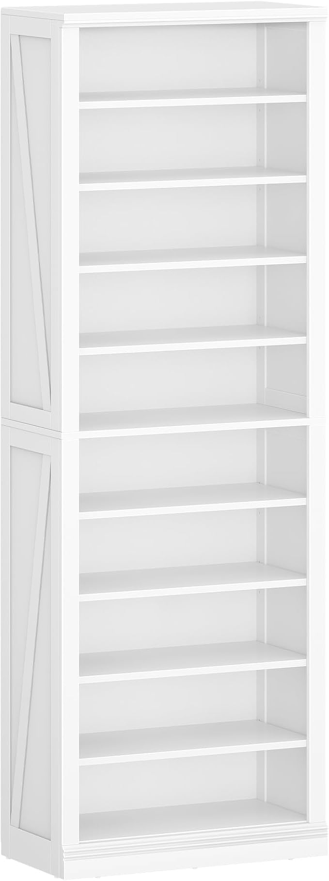 Hzuaneri Shoe Storage Cabinet, 10 Tiers Freestanding Shoe Cabinets, Wooden Shoes Rack with Cubby, 27-30 Pairs, Farmhouse Tall Shoes Cubby Organizer for Entryway, Living Room, White SR52603X
