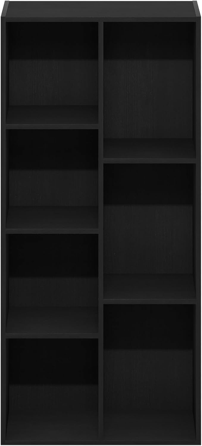 Furinno LUDER Book Shelf, 7-Cube Bookshelf, Bookcase with Open Shelves, 9.4 x 19.5 x 41.7, Easy Assembly, for Living Room, Bedroom, Home Office, Blackwood