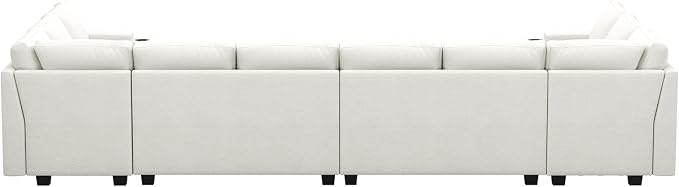 Belffin Oversized U Shaped Modular Sectional Couch for Living Room 10 Seater Modular Sofa Set with Storage Ottoman Large Sectional Couch with Cup Holder White