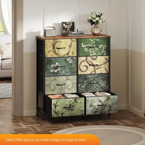 Sweetcrispy 8 Drawer Fabric Dresser, Tall Storage Tower for Bedroom