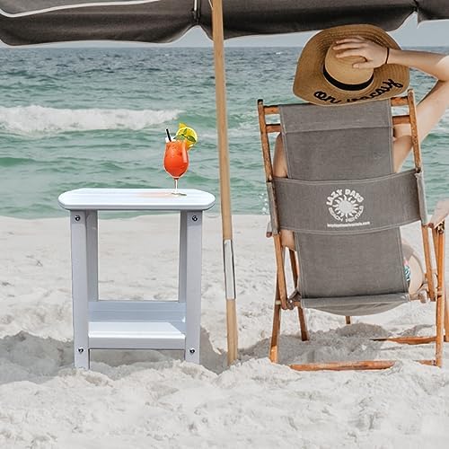 Adirondack Square Outdoor Side Table,2-Tier Storage Patio Side Table, HDPE End Tables for Backyard Pool Porch Garden Lawn