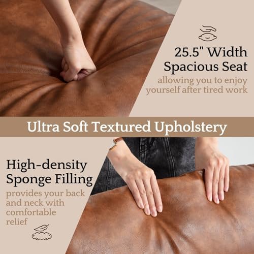 LukeAlon Set of 2 Modern PU Leather Accent Armchair, Brown