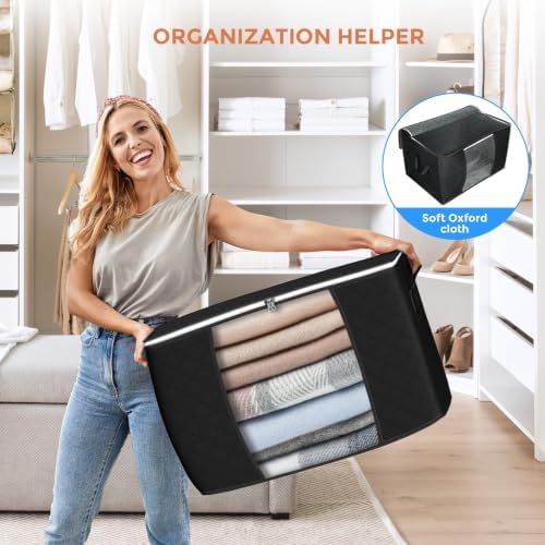 90L Large Storage Bags, 6 Pack Clothes Storage Bins Closet Organizers