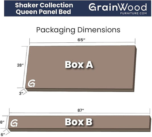 Grain Wood Furniture Shaker Solid Wood Panel Platform Bed, Queen Size, Natural