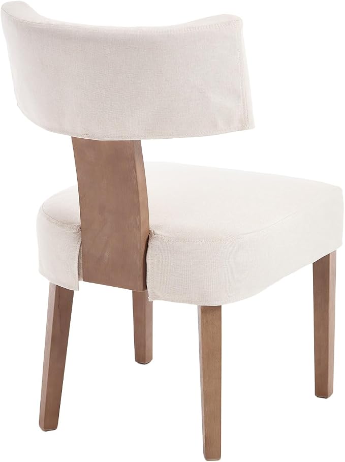 RIVOVA Linen Dining Chairs Set of 4 with Seat Covers, Modern Dining Chairs with Wood Legs, Farmhouse Fabric Upholstered Dining Room Kitchen Side Chairs, Beige