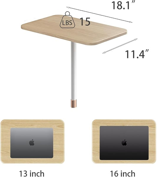 Small Laptop Standing Desk, 18“H - 46”H Adjustable Height Pedestal Side Table with Wooden Top, Portable Tall End Table, Stand-Up Desk for Bedside, Couch, Sofa, Living Room, Bedroom, Home Office, White