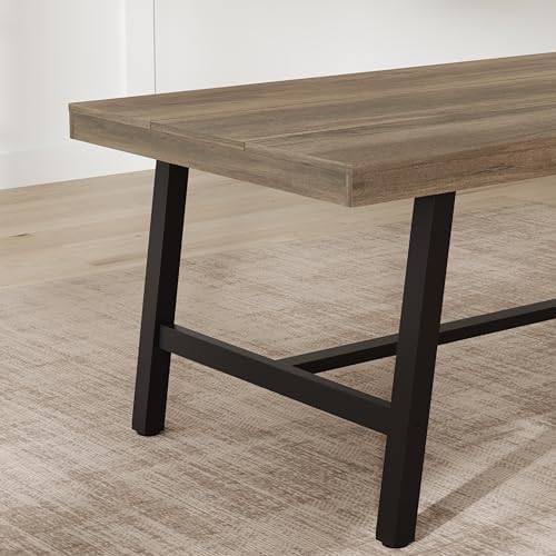 Garvee 63" Industrial Dining Table, Rectangular Kitchen Table, Rustic Pear