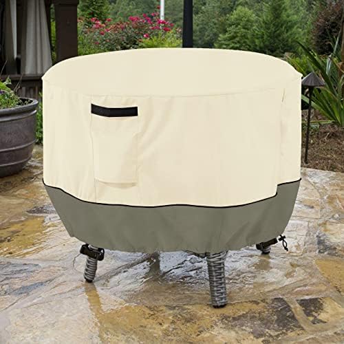Round Patio Table Cover,600D Heavy Duty Outdoor Furniture Covers Waterproof,Round Patio Table for Patio Furniture Covers,48" Dia x 28" H,Beige&Grayish Green