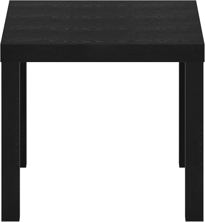 Furinno Classic Side Table, Square Modern End Table with 1.8 Thick Tabletop, Simple Night Stand, Bedside Table, Toolless Assembly, for Living Room, Bedroom, Classic Black