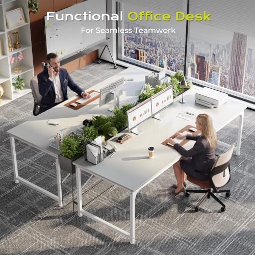 PRAISUN 70 Inch Computer Desk, Office Desk, Spacious Desktop, White