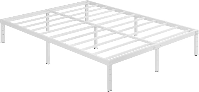 Cieemine 12 Inch White Full Size Bed Frame, Heavy Duty Bed Frame Full Size Mattress Foundation, No Box Spring Needed, Easy Assembly, Noise-Free