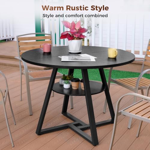 42" Round Dining Table for 2–4, Small Kitchen Table with Storage