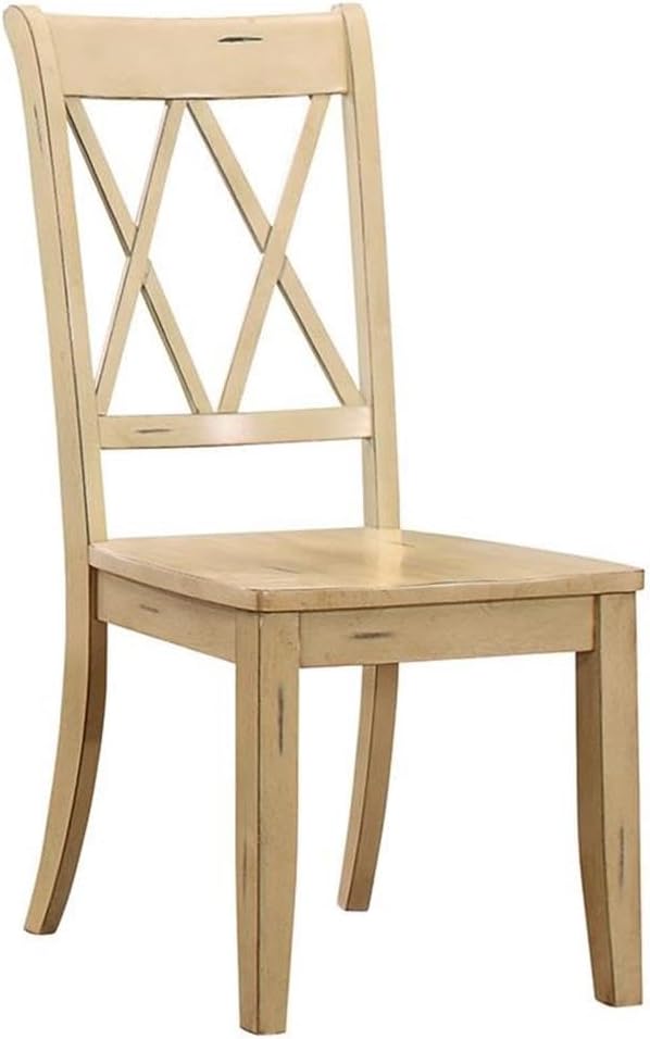 Lexicon Janina Dining Room Chairs Set of 2, Modern Farmhouse Dining Chairs Set of 2, Solid Wood, X Cross Back, for Traditional Modern Ranch Style Kitchen, Armless, Easy Assembly, Buttermilk