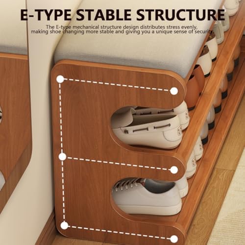 Flip Top Shoe Bench, 39 Inch Entryway Seat with Hidden Storage, Wooden Organizer for Hallway Closet, Space Saving Shoe Rack with Cushioned Seat
