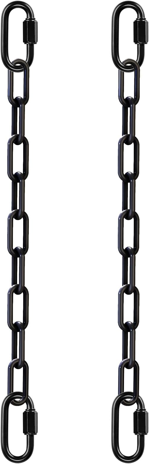SELEWARE 2 Pack 60 Inch Hanging Swing Chain with 4 Carabiners, 1000LB Capacity Plastic Coated Hanging Chains, Hammock Hardware Kit for Swing, Hanging Chair, Punching Bags, Indoor Outdoor Gym (Black)
