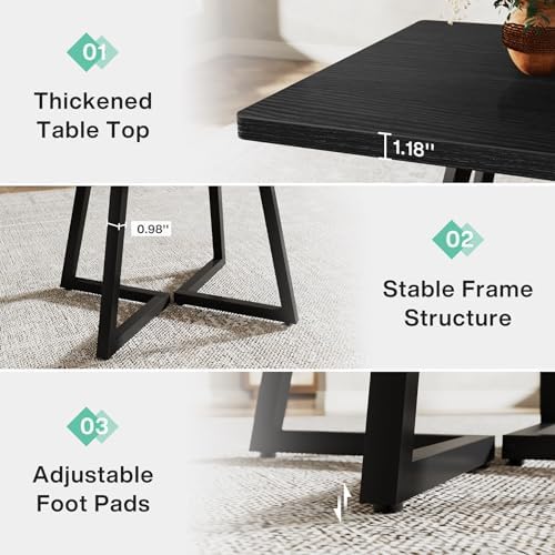 Tribesigns Square Dining Table Set of 4, 31.5" Industrial Dinner Table with Metal Base, Kitchen Table for Dining Room, Small Space, Apartment, Black (Chairs are not Included)