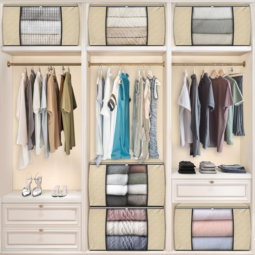 90L Clothes Storage, Foldable Thick Fabric Blanket Storage Bags