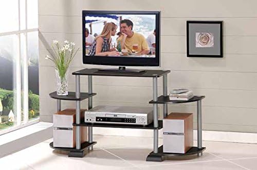 Furinno Turn-N-Tube Rounded Corner TV Entertainment Center, Black/Grey