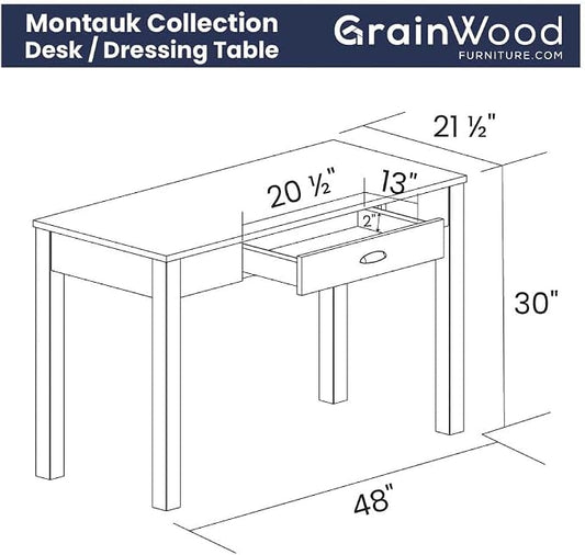 Grain Wood Furniture Montauk Desk/Dressing Table, Farmhouse Black