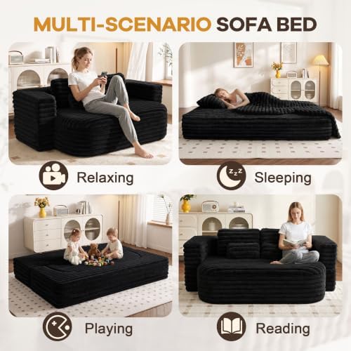 75" Folding Boneless Couch Bed, Floor Sofa Bed