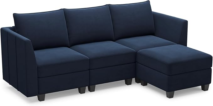 Belffin Convertible Sectional Sofa with Chaise Velvet L Shaped Sofa Couch Modular Sectional Sofa with Storage Blue