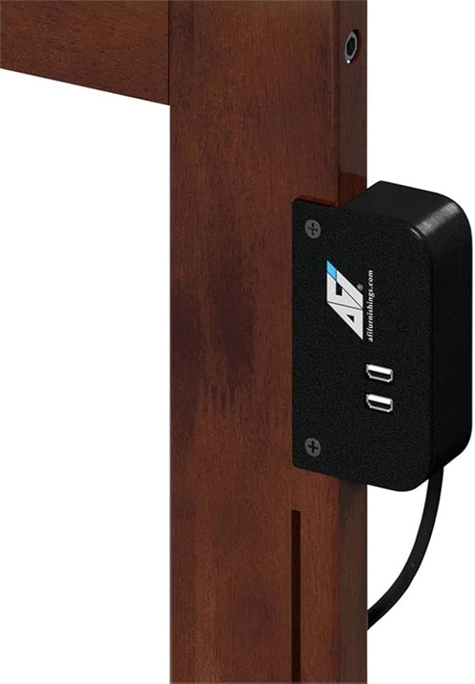 AFI, Orlando King Adjustable Modern Solid Wood Panel Headboard, Walnut