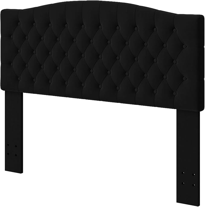 Furpopup Velvet Upholstered Headboard Queen/Full Size Latest Model Wall Mount, Bed Frame Mount, Featuring High-Density Sponge Padding, Luxury Texture Easy Assembly Comfort and Style-Black