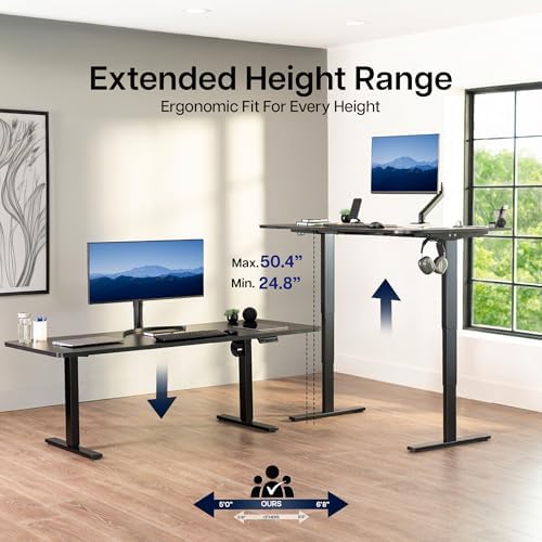 VIVO Electric Standing Desk, Solid 1-Piece 71" x 30" Dark Gray Top