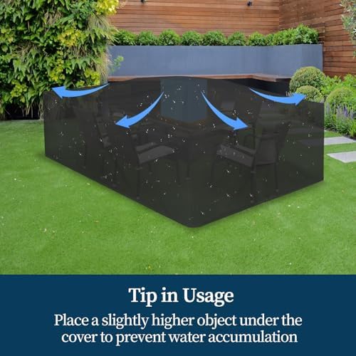 Easy-Going Patio Furniture Cover Waterproof Outdoor Rectangular Coffee Table Cover with Seal Tape at Seams (48"L x 28"W x 16"H, Black)