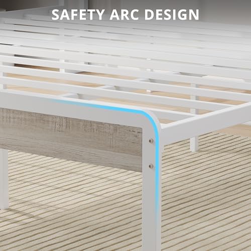 LIKIMIO Full Size Bed Frame with 2-Tier Storage Shelf Headboard