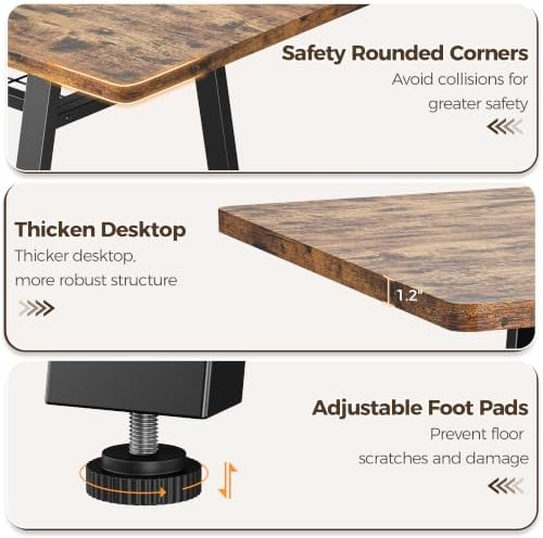 IRONCK 63 Inch Dining Table for 6-8, Kitchen Table with Storage Rack