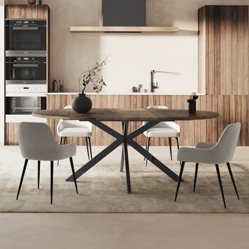 59-Inch Extendable Round Dining Table, 4-6 People Expandable Kitchen Table