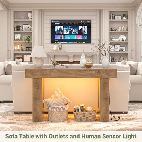 Unikito 47" Entryway Table with Sensor Light & AC Outlets with USB-C Ports