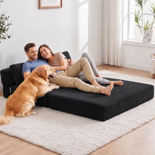 Folding Sofa Bed Convertible 4 in 1 Sleeper Chair Black Full XL
