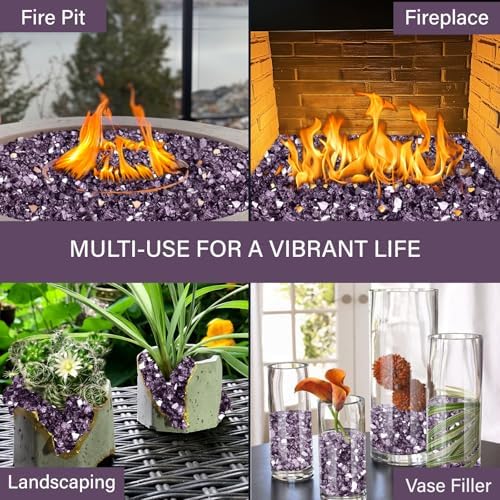 NUPICK 5 Pound Fire Glass, 1/4 Inch Reflective Fire Pit Glass