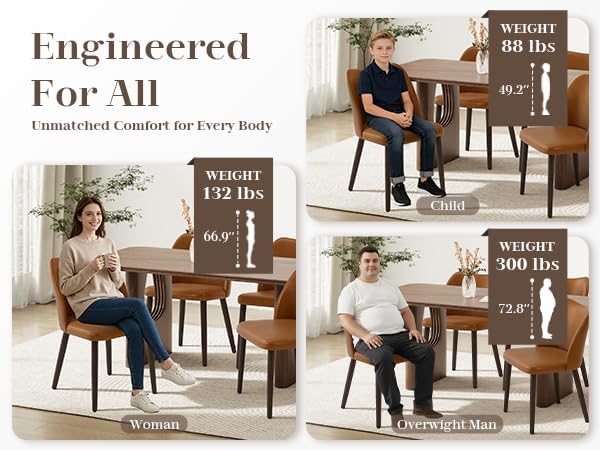 COLAMY Upholstered Dining Chairs Set of 6, Modern PU Leather Dining Room Kitchen Side Chair with Padded Seat and Wood Legs Restaurant/Cafe,Light Brown