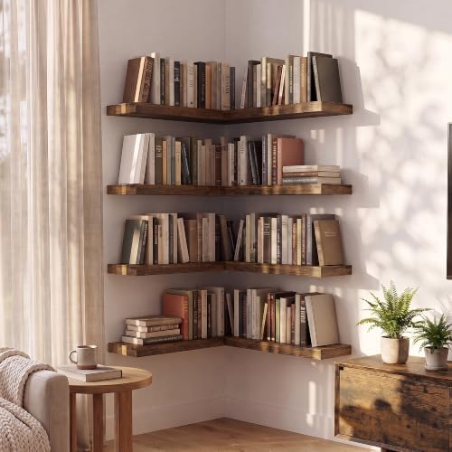 Dreamland 10 Inch Floating Shelves for Wall, Set of 3, Brown