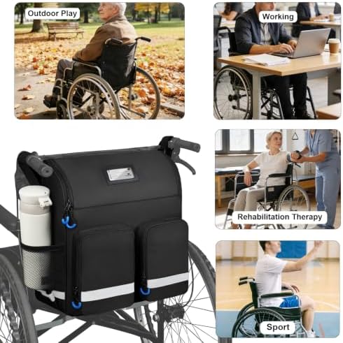 Wheelchair Bags to Hang on Back,Wheelchair Backpack Bag,Wheelchair Accessories Pouch Storage Bag with Thermal Insulation Pocket for Adults & Senior,Bag Only
