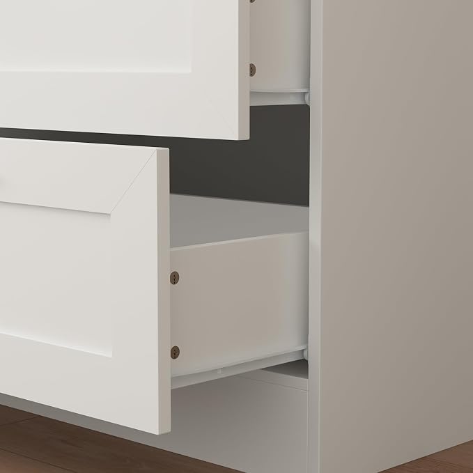 Wardrobe Closet with Mirror, 3 Door Wardrobe with Hanging Rod, 4 Drawers, Shelves, Modern Bedroom Armoire with Gold Handles, White Clothes Cabinet, 20.5”D x 47”W x 86.7”H