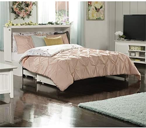 AFI, Monroe Queen Murphy Bed Chest with 6" Mattress, Storage Drawer & Built-in USB Charger, White