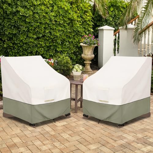 Bitubi Waterproof 2 Pack Patio Adirondack Chair Cover for Outdoor Chair Size Up to 35W x 37D x 36H inch,Outdoor Lawn Patio Furniture Covers (Beige)