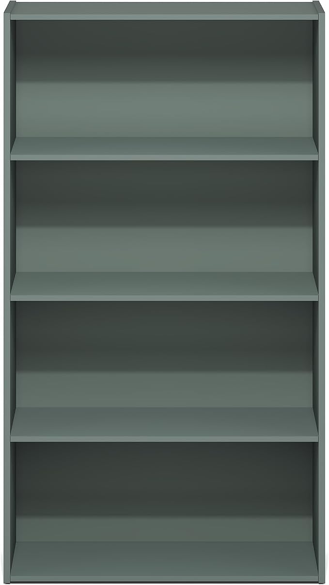 Furinno PASIR Book Shelf, 3-Tier Bookshelf, Storage Shelves Bookcase, 9.7 x 23.7 x 31.5, for Living Room, Bedroom, Home Office, Sage Green