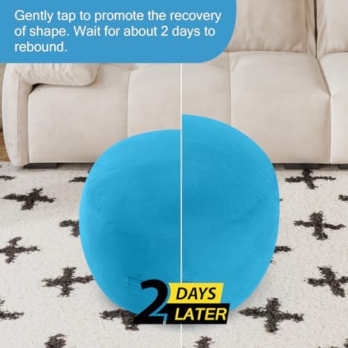 MeMoreCool Round Pouf Ottoman Foot Rest 20x15 Inches, Blue