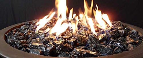 Hiland Fire Pit Glass in Black, Extreme Tempature Rating, Good for Propane or Natural Gas Fire Pit Table, 10lb